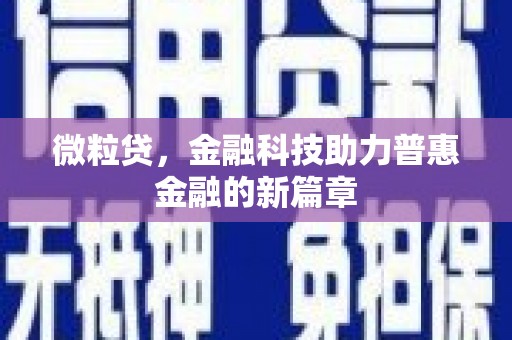 海兴微粒贷，金融科技助力普惠金融的新篇章
