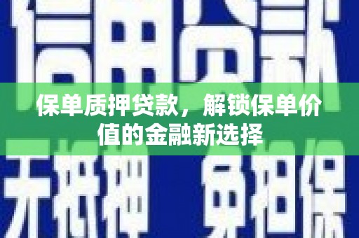 海兴保单质押贷款，解锁保单价值的金融新选择