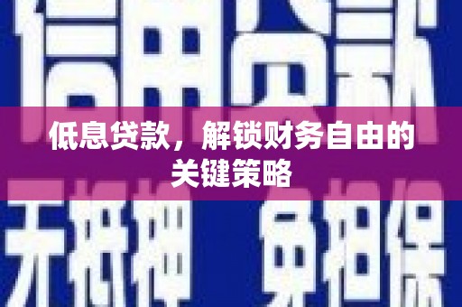 海兴低息贷款，解锁财务自由的关键策略