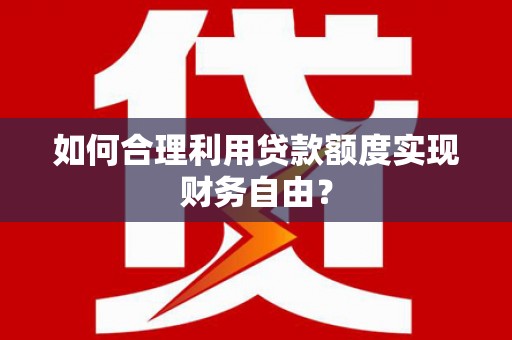 海兴如何合理利用贷款额度实现财务自由？