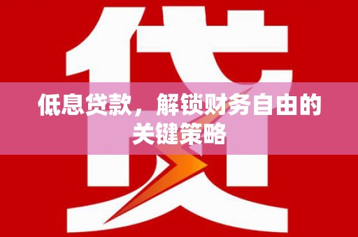 海兴低息贷款，解锁财务自由的关键策略