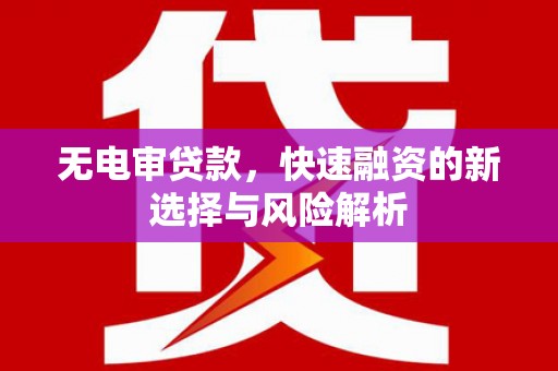 海兴无电审贷款，快速融资的新选择与风险解析