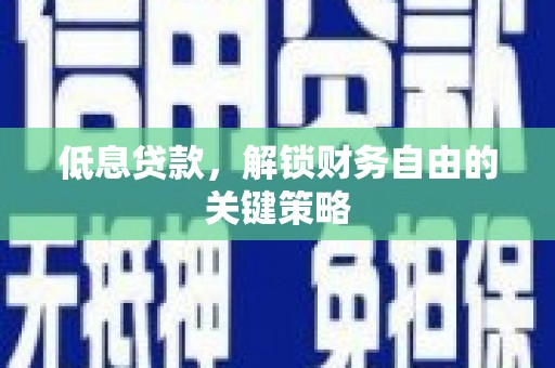 海兴低息贷款，解锁财务自由的关键策略